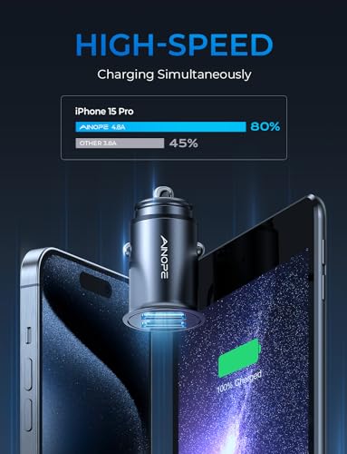 AINOPE 4.8A Car Charger Adapter, Cigarette Lighter USB Car - Product Imagery