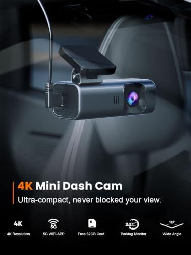 galphi 4K Dash Cam Front, 5GHz WiFi, 32GB Card Included, Mini - Product Imagery