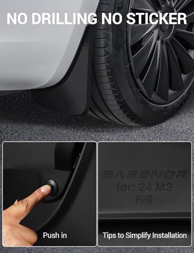 BASENOR for 2024-2026 Tesla Model 3 Highland Mud Flaps Splash - Product Imagery