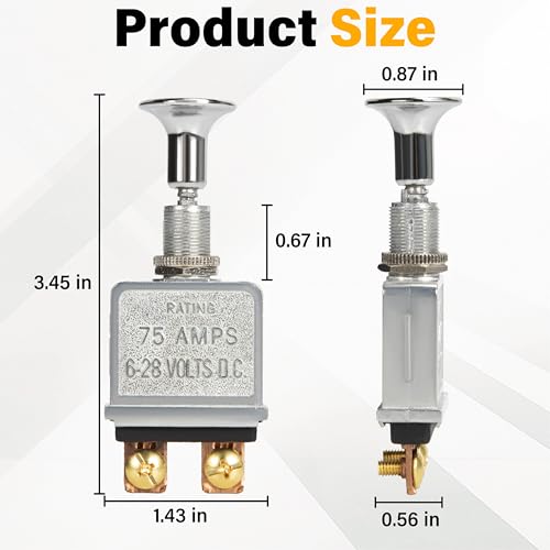 2 PCS Push Pull Switch, 75 AMP 6-28V DC Pull Switch - Product Imagery