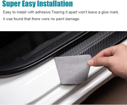 LEXLEY Carbon Fiber Style Leather Door Sill Protector,Scuff - Product Imagery