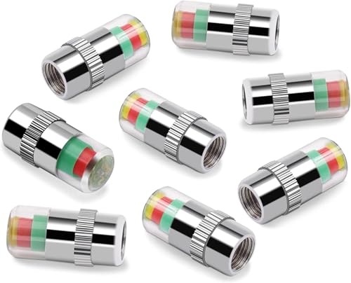 8Pcs Tire Valve Stem Caps, 2.4Bar 35PSI Car Tire Pressure - Product Imagery