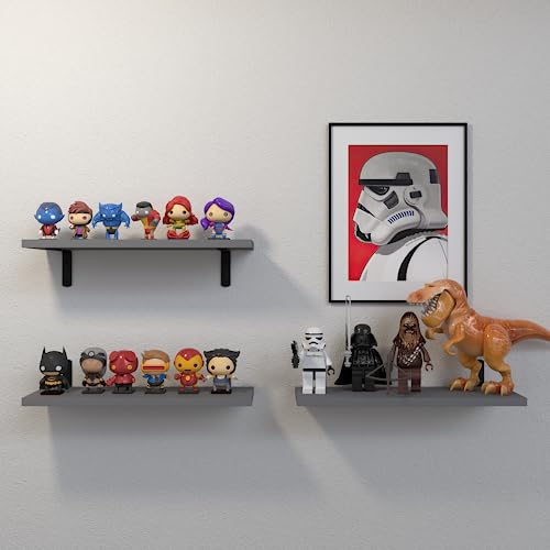 DOLLFIO Floating Wall Shelves, Decor & Storage, Grey, 16.5'', - Product Imagery