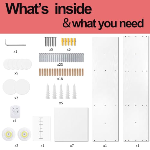 Fixwal 7 Tier Wall Shelf with LED Lights Lack Shelf for Room - Product Imagery
