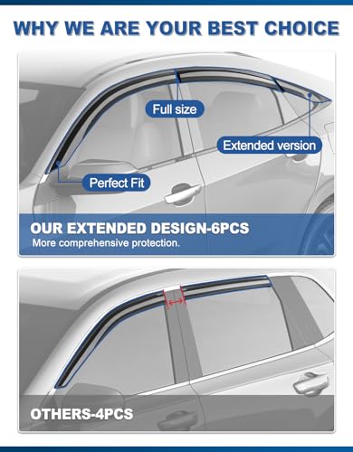 Out-Channel Window Visors Rain Guards for Honda Civic Sedan - Product Imagery