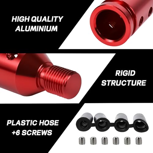 M12x1.25 Gear Shift Knob Adapter, with 4-Size Hoses (Red) - Product Imagery