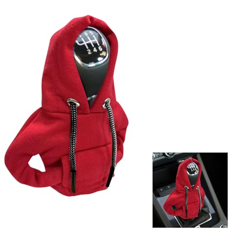 JOYCOURT Car Gear Shift Hoodie Auto Shifter Knob Cover, Red - Product Imagery