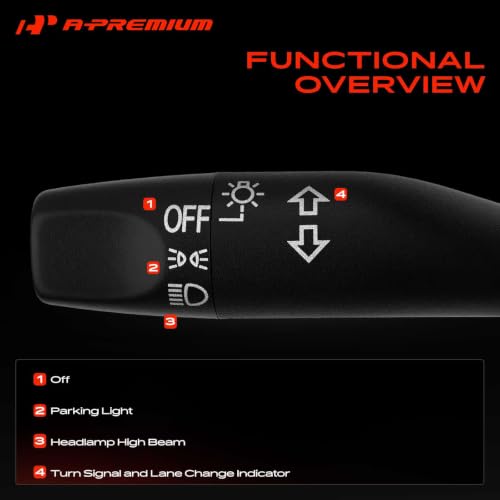 A-Premium Turn Signal Switch, Headlight Dimmer Multifunction - Product Imagery