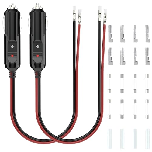 BFXM 12V Cigarette Lighter Plug with 16AWG 1FT Wire (2 Pack) - Product Imagery