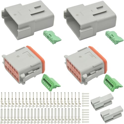 2 Set 12 Pin DT Waterproof Connector Automotive Electrical Butt, - Product Imagery