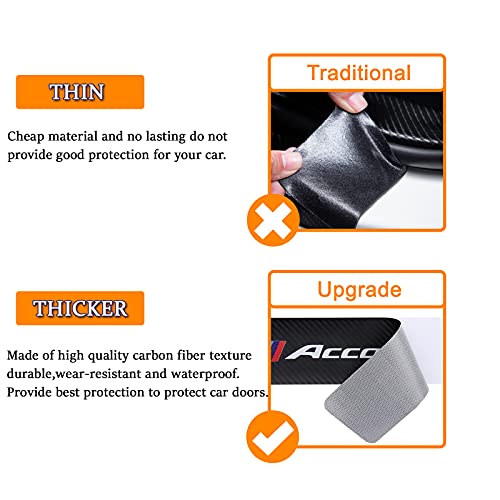 4PCS Carbon Fiber & Textured Leather Car Door Sill Protectors, - Product Imagery