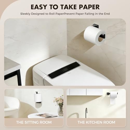 5-Pieces Matte Black Bathroom Accessories Set, 16 Inch Bath - Product Imagery