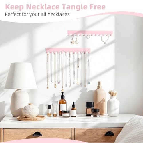Acrylic Necklace Holder 4 Pack Wall Mounted Necklace Organizer - Product Imagery