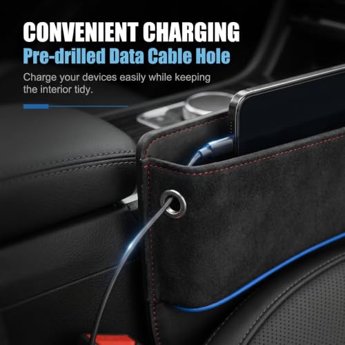 Car Seat Gap Filler, Suede Leather Organizer for Phone & Card & - Product Imagery