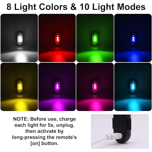4PCS Wireless LED Strobe Lights with Remote Control, 8 Colors - Product Imagery