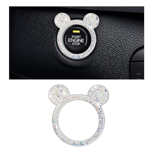 Augeny Bling Car Engine Start Button Cover, Rhinestone Key - Product Imagery