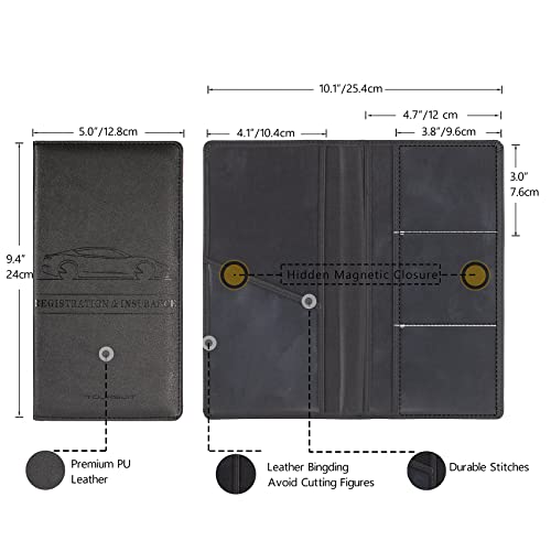 TOURSUIT Car Registration & Insurance Card Holder, Black - Product Imagery