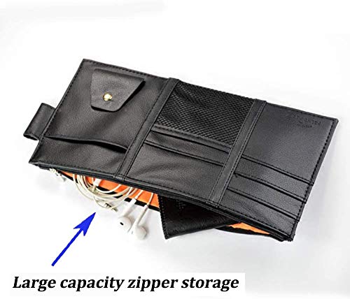 Black Car Sun Visor Organizer, Document Storage Pocket Interior - Product Imagery