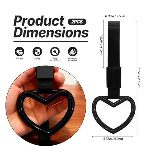 2 Pcs Heart Shaped Car Handle Strap – Drift Charm Rear Bumper - Product Imagery