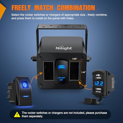 Nilight 3 Gang Rocker Switch Box Detachable Housing 3 Holes - Product Imagery
