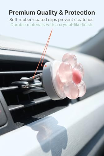 6 PCS Car Flower Vent Clips, Cute Car Accessories for Women, Car - Product Imagery