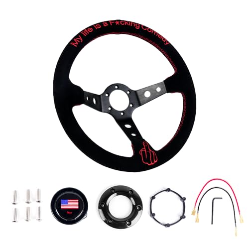 RASTP 13.6”/345mm Racing Steering Wheel 6 Bolts Steering Wheel - Product Imagery
