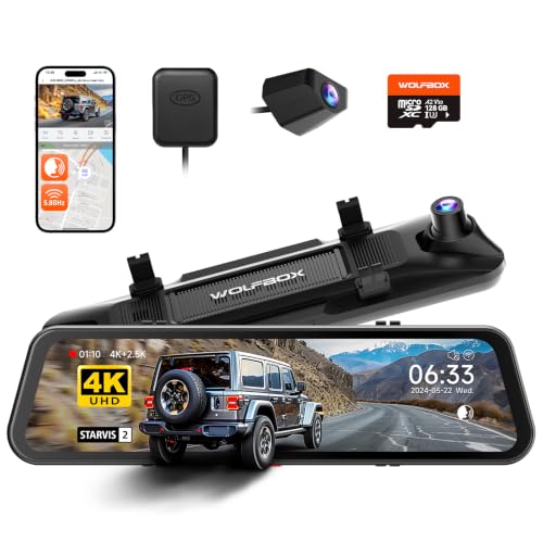 WOLFBOX G900 PRO Mirror Dash Cam with 8MP STARVIS IMX678,Front - Product Imagery