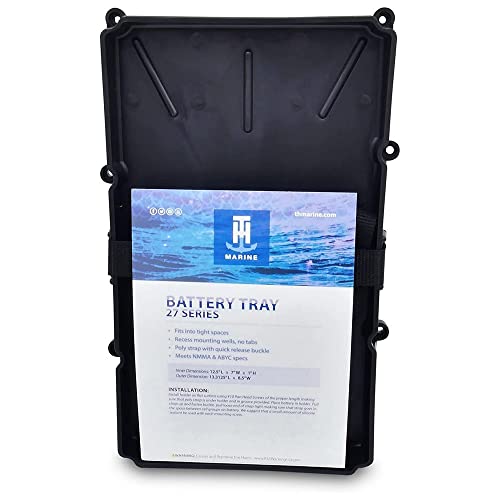 T-H Marine Narrow Battery Tray Holder with Poly Strap – Space - Product Imagery