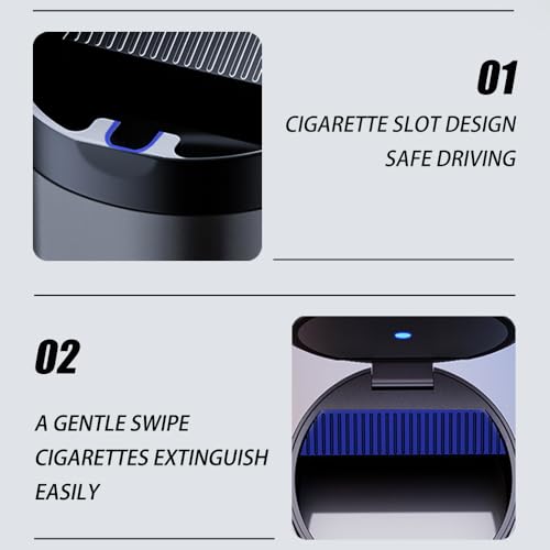 Ashtray with Lid,Smokeless Ashtray for Cup Holder Smell - Product Imagery