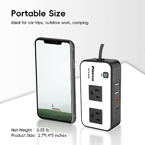 PiSFAU 200W Car Power Inverter - DC 12V to 110V AC Car Plug - Product Imagery