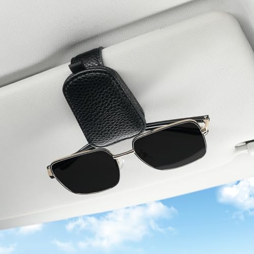 SINGARO Sunglasses Holder for Car, Leather Magnetic Buckle Sun - Product Imagery