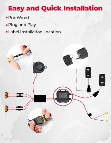 KEMIMOTO UTV Turn Signal Kit with 110D Horn, Plug and Play UTV - Product Imagery
