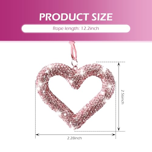 Bling Heart Car Hanging Accessories, Crystal Rhinestone Rear - Product Imagery