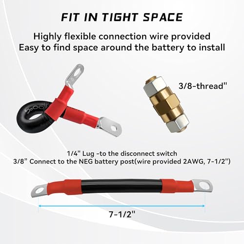 3/8" Side Post Remote Battery Disconnect Switch 12V Battery Kill - Product Imagery