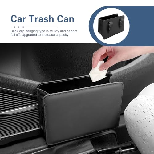 Car Trash Can,Leather Vehicle Trash Bin with 1 Roll Trash Bag, - Product Imagery