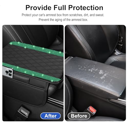 NBTEPEM Bling Car Center Console Cover, Leather Car Arm Rest - Product Imagery