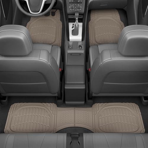 CARBELLA Heavy Duty Rubber 4-Piece Beige Car Floor Mats - - Product Imagery