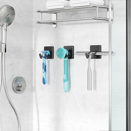 Adhesive Shower Hooks for Inside - Extra Sticky Stainless, Razor - Product Imagery