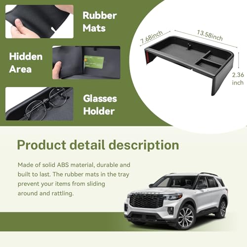 HGWEI Dash Storage Tray for 2025 2026 Ford Explorer Interior - Product Imagery