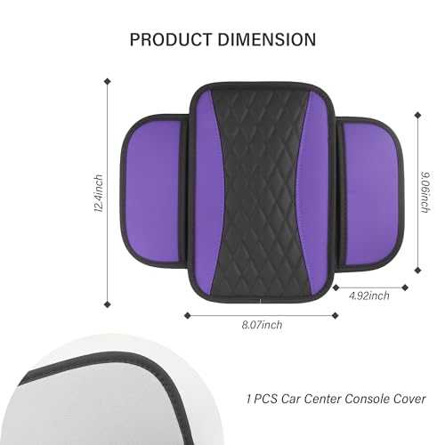 Leather Car Center Console Cover with Side Pockets,Stylish Car - Product Imagery