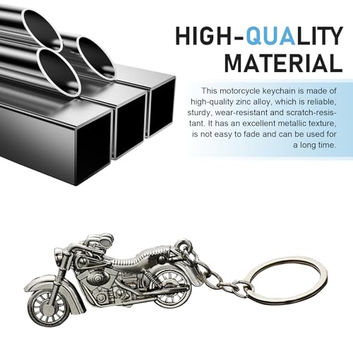 Motorcycle Key Chain, Metal Vintage Motorcycle Key Ring, Funny - Product Imagery