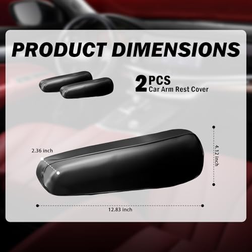 2PCS Leather Arm Rest Cover for Car with Side Pocket,Soft & - Product Imagery