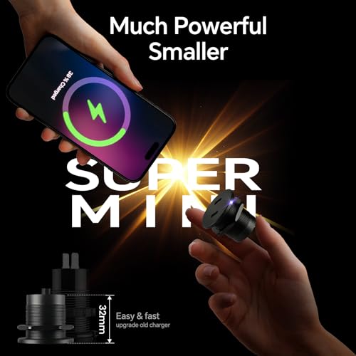 50W 12V USB Outlet Dual 25W USB-C Charger PD 3.0 Aluminum Fast - Product Imagery