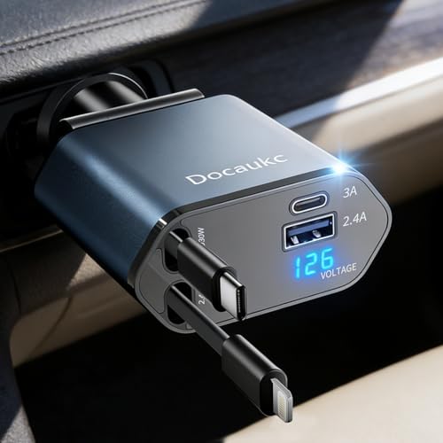 Retractable Car Charger for iPhone 17, 69W USB C 4 in 1 Fast - Product Imagery