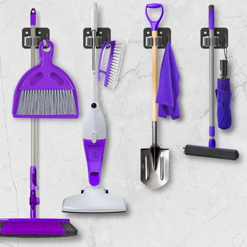 Broom Holder Wall Mount Rack, 304 Stainless Steel Mop and Tool - Product Imagery