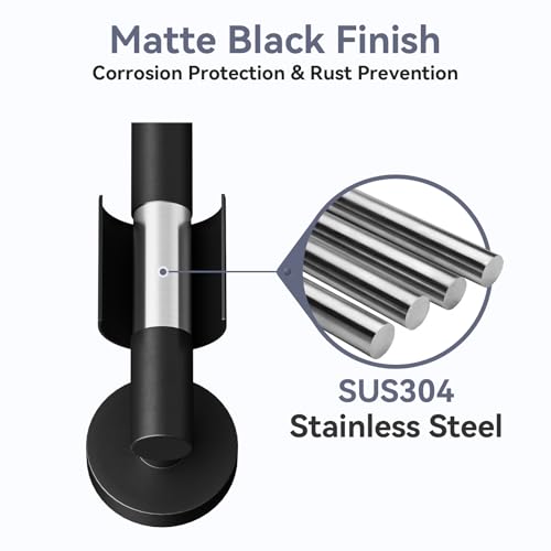 Matte Black Towel Bar, 24 Inch Bathroom Towel Rack - Product Imagery
