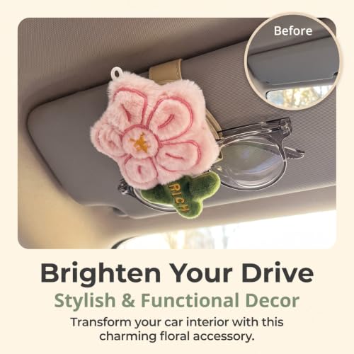 Rich Floral Sunglasses Holder for Car Visor, Cute Eyeglass - Product Imagery
