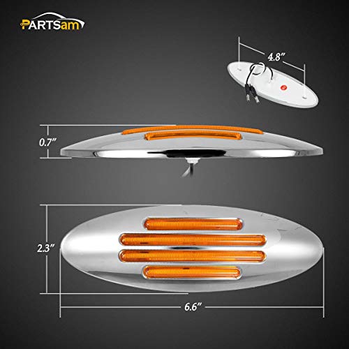 Partsam 10Pcs 6-3/5 Inch Flatline Oval Amber 18LED Side Marker - Product Imagery