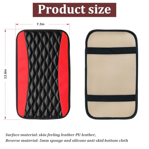 Moly Magnolia Car Center Console Pad, Red - Product Imagery