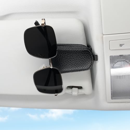 SINGARO Sunglasses Holder for Car, Leather Magnetic Buckle Sun - Product Imagery